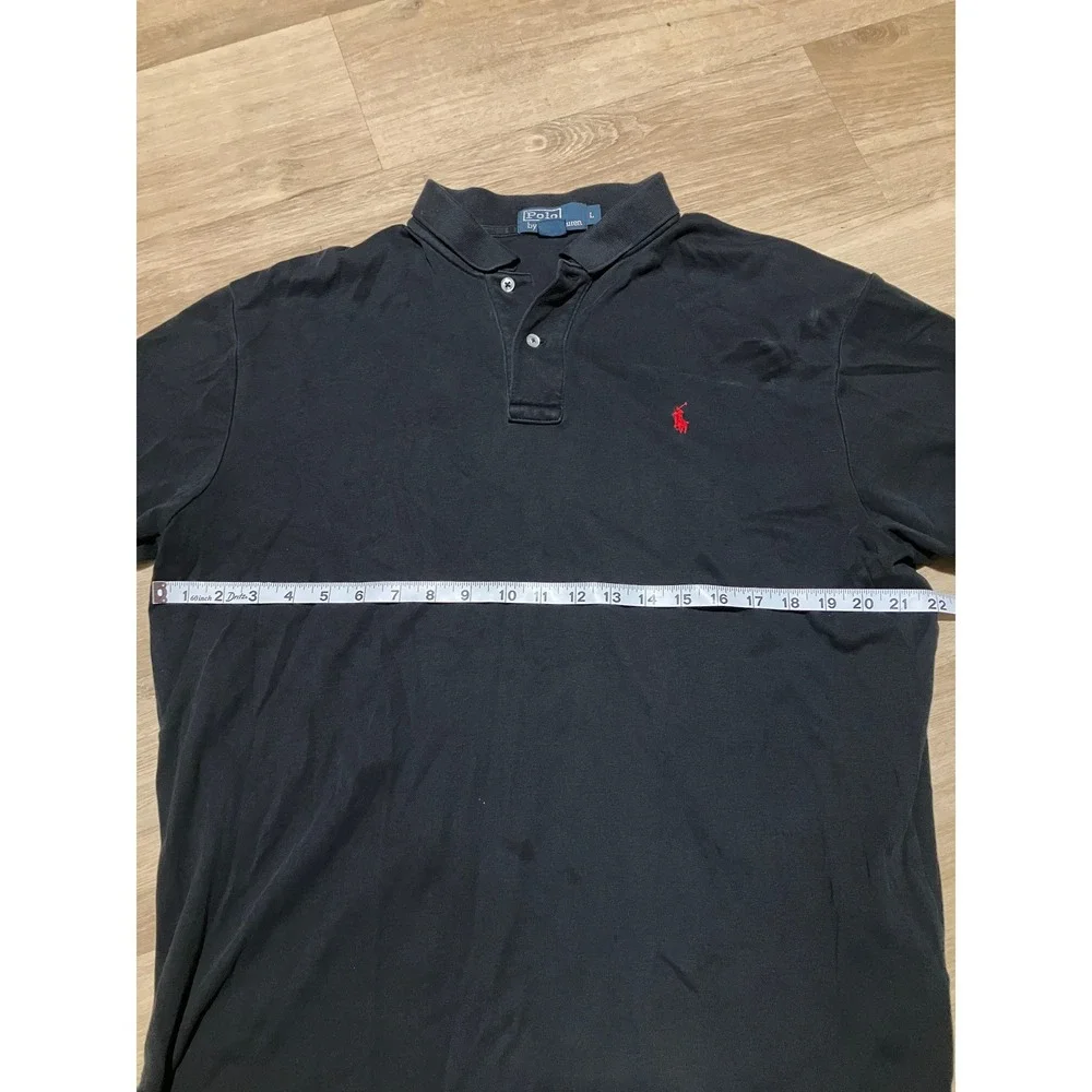 Polo Ralph Lauren Mens Large Black Short Sleeve 100% Cotton Pique Polo Shirt
